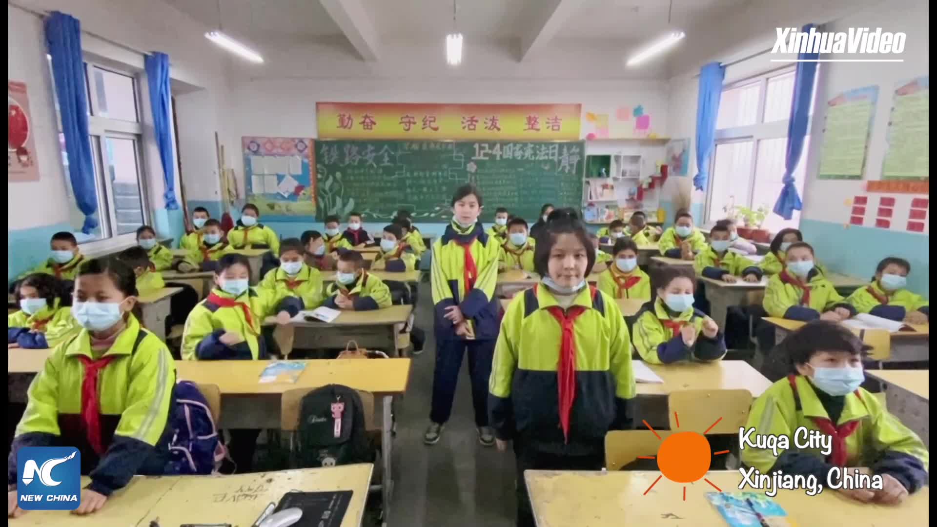 Pupils practice head slide dance at primary school in Xinjiang, China ...